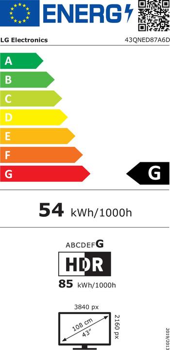 Etichetta energetica LG 43QNED87A6D.AEU (43", QNED87, QNED, 4K, 2025)