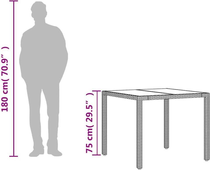 Produktbild VidaXL Gartentisch mit Glasplatte (90 cm)