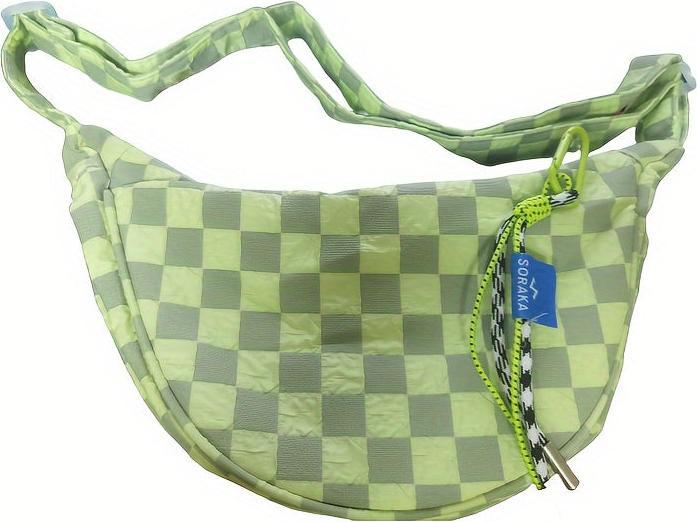 Image du produit Only-Bags.Store Sac à bandoulière chic en toile écossaise - grande capacité avec doublure en nylon et fermeture à