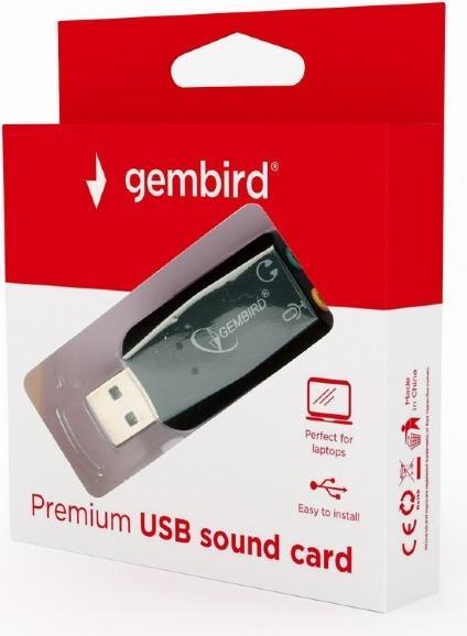 Actual product image Gembird SC-USB2.0-01 - USB 2.0 - 2 x 3.5mm - Black (USB 2.0)