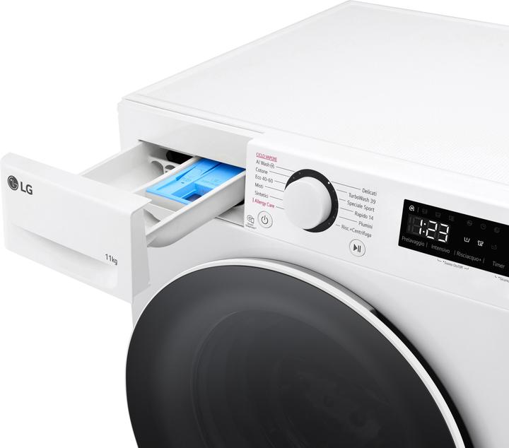Produktbild LG F4R5011TSWW Waschmaschine 11kg AI DD, Klasse A-10%, 1400 U/min, TurboWash, Dampf (11 kg, Links)