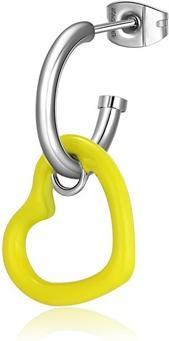 Sagapo S'Agapo Single Steel Earring With A Yellow Heart 2in1 Vibes Svb38