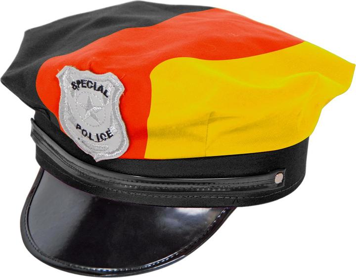 Produktbild Magni Folat 31202 – Deutschland Polizeimütze, mit Hutschirm und Police-Abzeichen, Schwarz, Rot, Gold, Kopf
