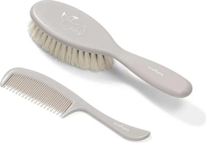 Produktbild Babyono Set Kamm und Bürste natürliche Haarborsten superweich grau 0M+