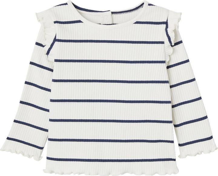 Produktbild Vertbaudet Geripptes Mädchen Baby Shirt mit Volantärmeln, Bio-Baumwolle (62)
