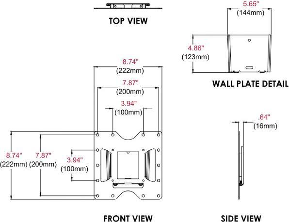 Image du produit Peerless PARAMOUNT Universal Flat Wall Mount PF632 - Kit de fixation (plaque murale, montage (Mur, 94", 52 kg)