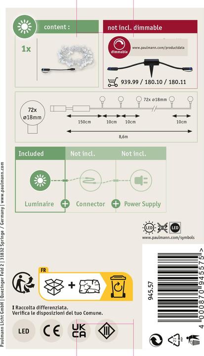 Immagine prodotto Paulmann Catena luminosa plug & shine per esterni (7.50 m)