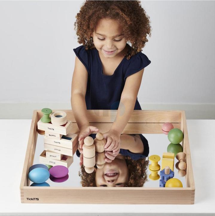 Image du produit TickiT Boîte plateau en bois avec base miroir (Français, Allemand, Anglais, Italien)