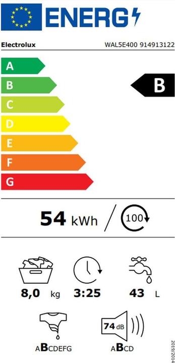 Energy Label Electrolux WAL5E400 (8 kg, Left)