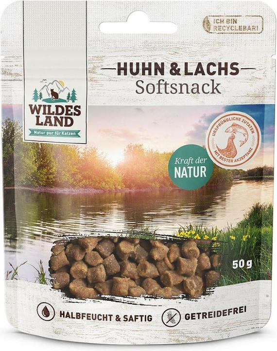 Produktbild Wildes Land Softsnack Huhn & Lachs 50 g, Snackart: Leckerli (Adult, 1 Stk., 50 g)