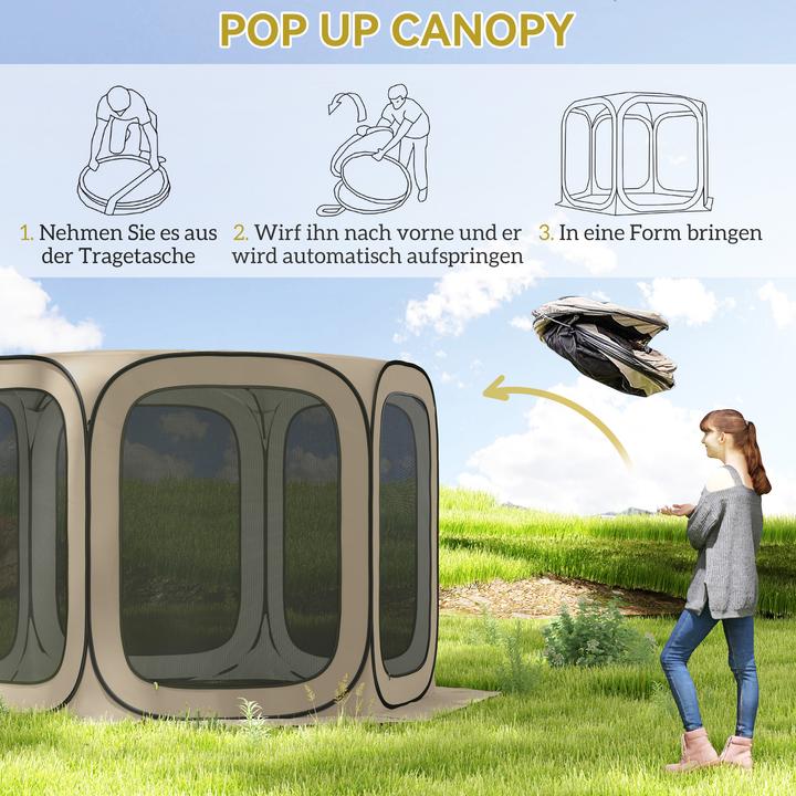 Produktbild Outsunny Campingzelt Oxfordstoff, Stahldraht Khaki (Wurfzelt)