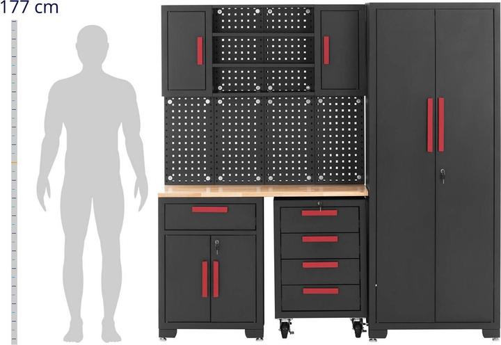 Actual product image MSW Tool Cabinet - modular - 120.3 x 42.7 x 2.5 cm top - perforated wall - roller container - lockable (19 cm, 4.90 cm)