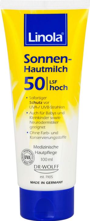 Produktbild Dr. Wolff Linola Sonnen-Hautmilch LSF 50, 100 ml Lotion (Sonnenmilch, SPF 50, 100 ml)