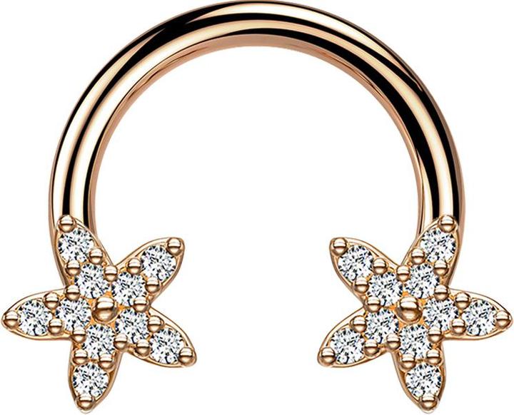 Image du produit Star Piercing Micro Circular Barbell rosegold Kristallstern silber (Acier chirurgical 316L, Laiton)