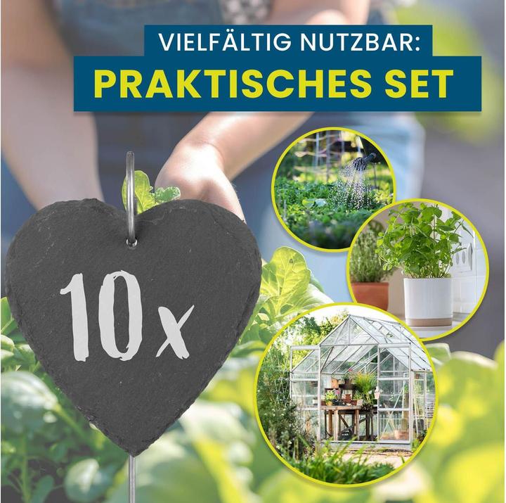 Actual product image Hoberg Pflanzschilder Set Schiefer Herz, 10 Stück, Zubehörtyp (40 cm, 10 cm)
