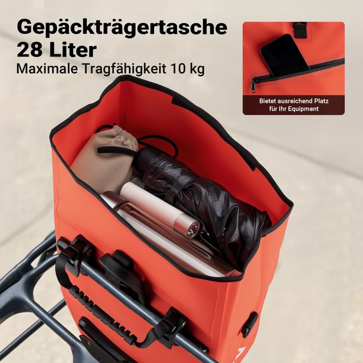 Produktbild Wiltec Gepäckträgertasche rot 28l Fahrradtasche Gepäckträger Gepäcktasche (28 l, Gepäckträgertasche)