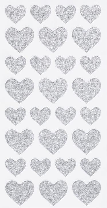 Actual product image Hobby Fun Glitter sticker hearts silver