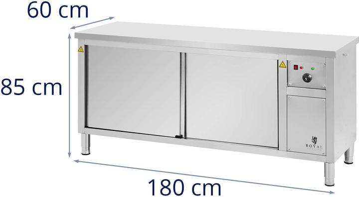 Produktbild Royal Catering Wärmeschrank 180 x 60 x 85 cm Tellerwärmer 80 °C Edelstahl (304) Warmhalteschrank
