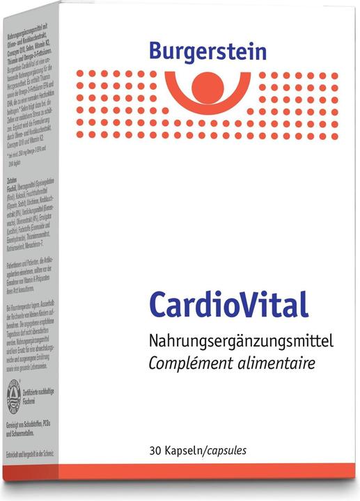 Valeurs nutritives et ingrédients Burgerstein CardioVital (30 pièce(s), Capsules, 63 g)