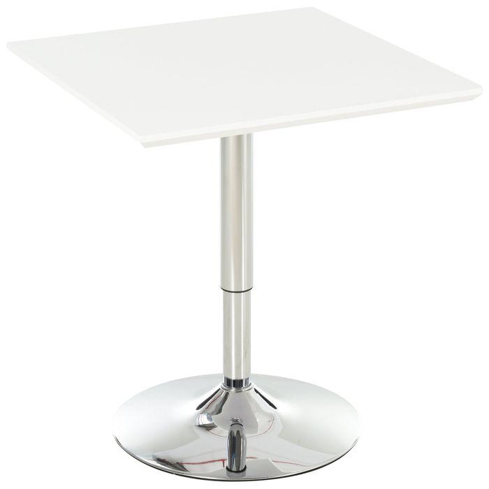 Swisshandel24 High table, height-adjustable, square, white steel 60 x 60 x 71-92 cm