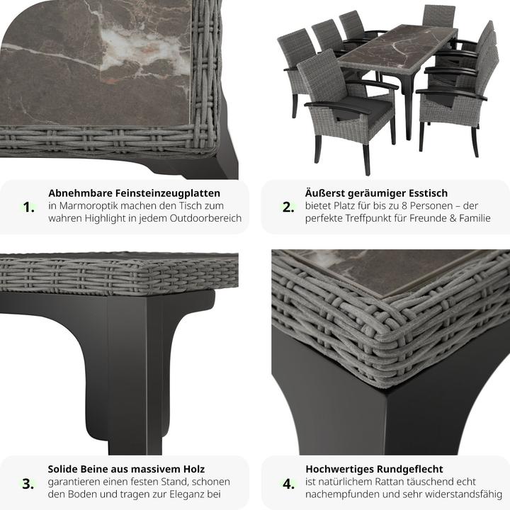 Actual product image tectake Rattan Table Foggia 196x87x76cm (196 cm)