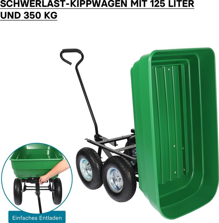 Produktbild Wiltec Gartenwagen Kippfunktion 350kg Handwagen 125l Bollerwagen Transportwagen
