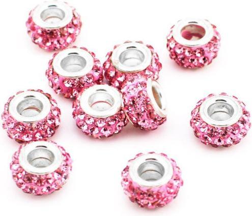 Produktbild Hermex Strass Bead versilbert 925 - Silbrig Rosa (Silber 925)