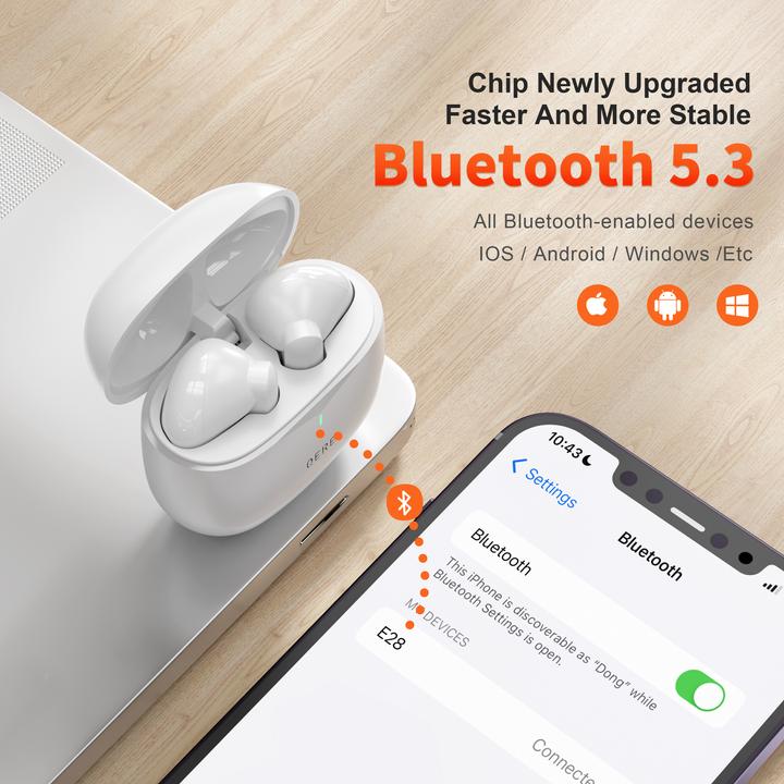Image du produit Qere E28 écouteurs sans fil Bluetooth 5.3 In-Ear HIFI avec annulation de bruit, IPX5 & Touch Control (ANC, 20 h, Sans fil)