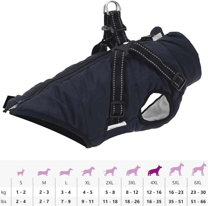 Produktbild VidaXL Hundemantel mit Geschirr Wasserdicht Reflektierend (24, Hundemantel)