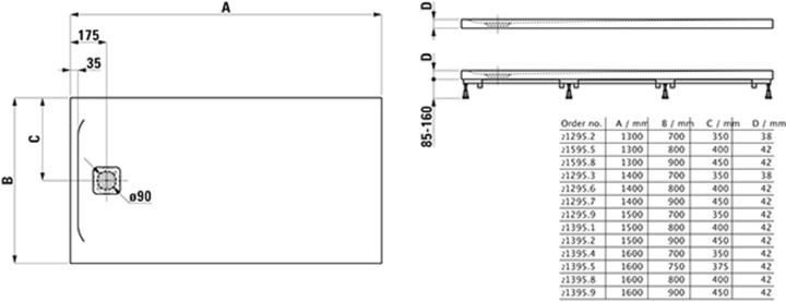 Immagine prodotto Laufen Piatto doccia Pro, 1500x800x42mm, H2139510