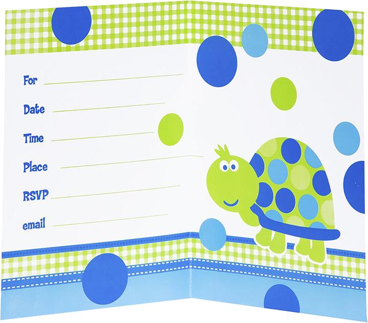 Produktbild Unique Party Schildkröte Einladungen 1. Geburtstag 8erPack Papier