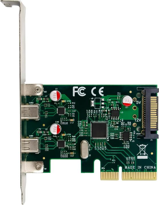 Image du produit InLine Carte d'interface, PCIe x4, USB 3.2 Gen.2, 2x USB-C