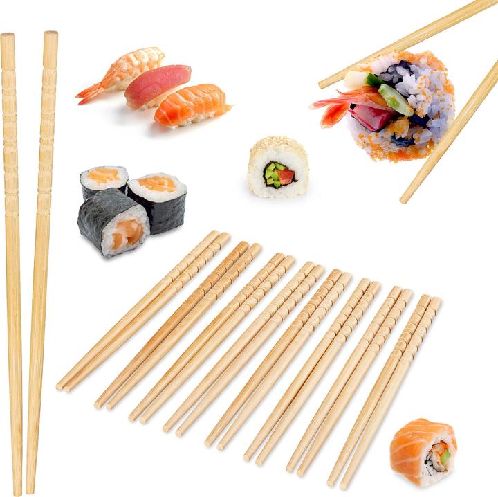 Relaxdays Baguettes ASIA DELUXE, lot de 10 paires (10 pièce(s), Baguettes)