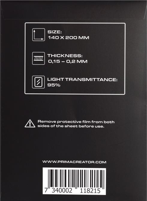 Actual product image Prima Creator PRIMACREATOR FEP Film Sheets 140mm x 200mm Pack of 5