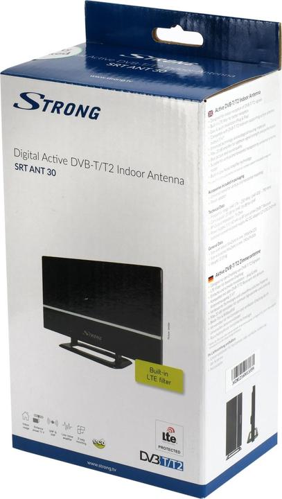 Produktbild Strong SRT ANT 30 - Schwarz - DVB-T,DVB-T2 - IEC M - 5 V/40 mA - 75 Ohm - 16 dB (Zimmerantenne, 16 dB, DVB-T / -T2)