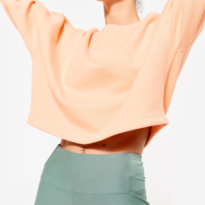 Actual product image Domyos Sweatshirt Crop Damen bequem dehnbar - pfirsich/orange (XL)