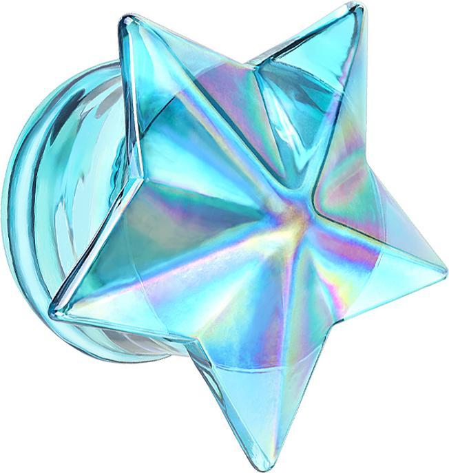 Star Piercing Flared Plug blauer Stern aus Glas (ohne Messing, Glas)