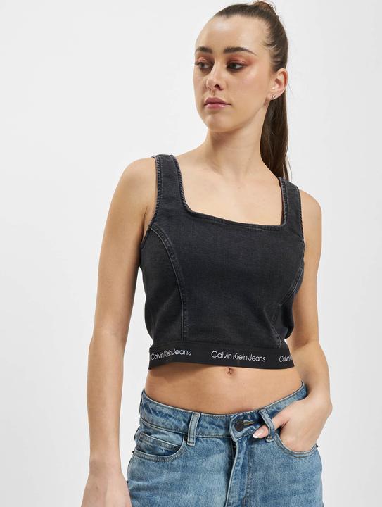 Calvin Klein Jeans Squared Neck Seamed Crop Top (M)