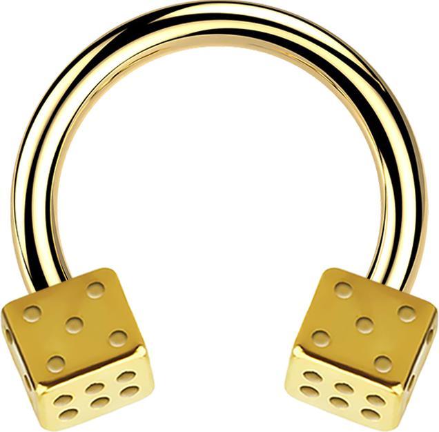 Star Piercing Micro Circular Barbell vergoldet mit zwei Würfel (Chirurgenstahl 316L, ohne Messing)