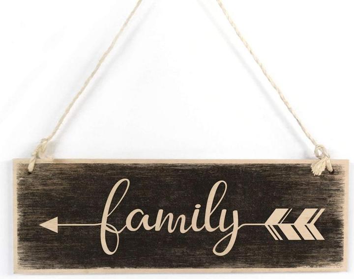 Produktbild Trenddeko Family mit Pfeil (30 x 10 cm)
