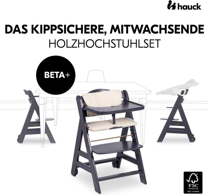 Produktbild Hauck Hochstühle Beta Plus Dark Grey 5-tlg. Newborn Set - Hochstuhl (Hochstuhl)