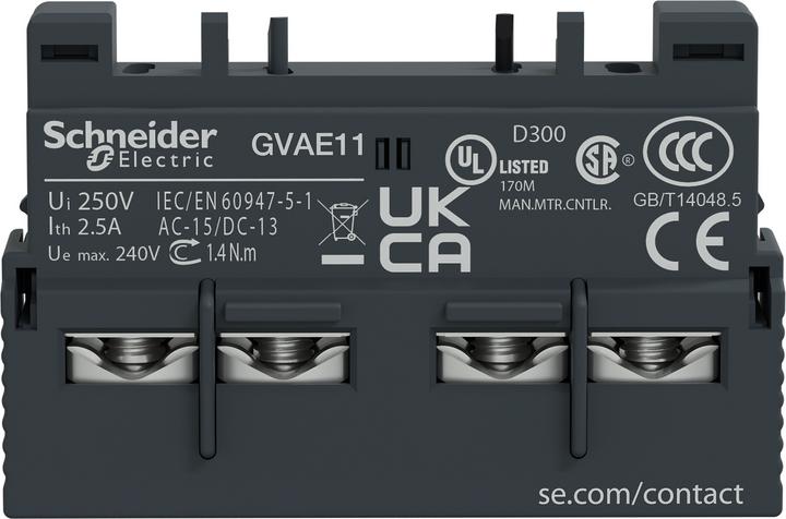 Actual product image Schneider Electric Auxiliary contact block 1 NO contact 1 NC contact