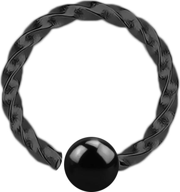 Produktbild Star Piercing Micro Closure Ring schwarz mit Kugel einseitig fixiert geflochten (Chirurgenstahl 316L, ohne Messing)