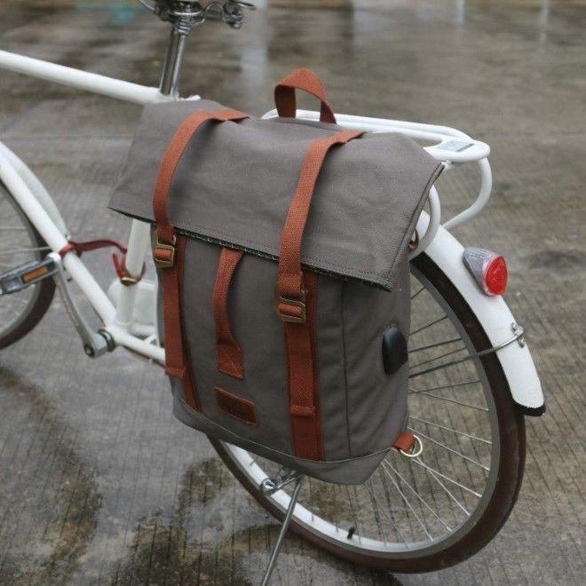 Image du produit Tourbon Sacoche de porte-bagages et sac à dos en toile imperméable pour vélo (18 l, Sacoches)