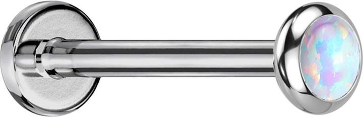 Actual product image Star Piercing Micro Threadless Labret silver disc rounded Opal white (Titanium G23, without brass)