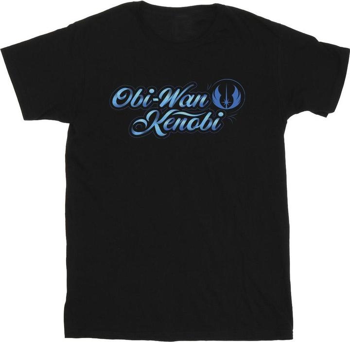 Actual product image Star Wars Mens Obi-Wan Kenobi Ribbon Font T-Shirt (XL)