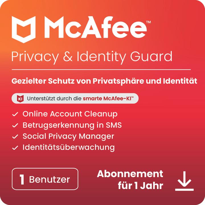 McAfee Privacy & Identity Guard (1 Benutzer) (1 Utente, 1 Dispositivi/Utenti, 12 mesi)
