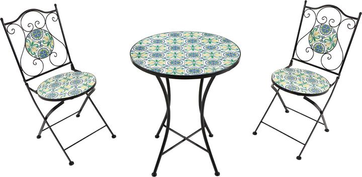 Immagine prodotto Axi Set bistrot a mosaico Amélie in stile siciliano blu/giallo (60 cm)