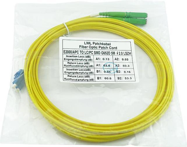 Actual product image BlueOptics Duplex fibre optic patch cable LC-E2000 singlemode 10 metres (CAT6, 10 m)