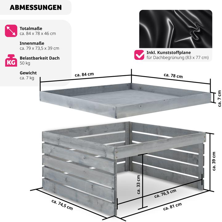 Produktbild tectake Rasenmäher-Roboter-Garage Hortus, Holz, bepflanzbares Dach (Rasenmäher, Mähroboter Garage)